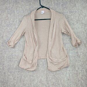 Kira Womens Open Front Lightweight Cardigan Beige Polyester/Rayon Knit Design